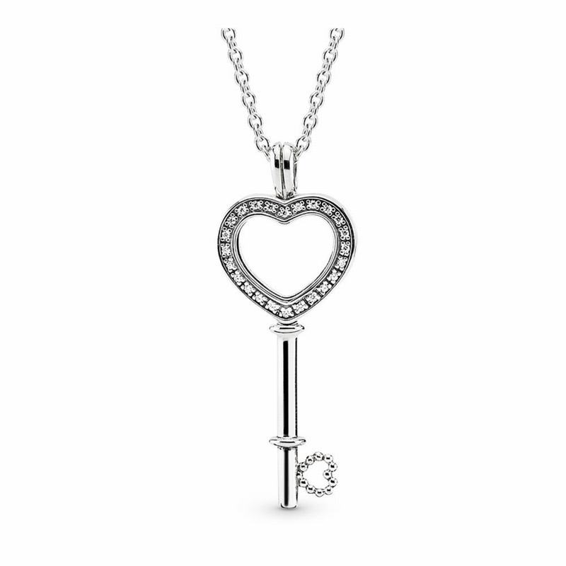 Pandora Australia Floating Locket Heart Key Necklace - Sterling Silver | JAWCSF639